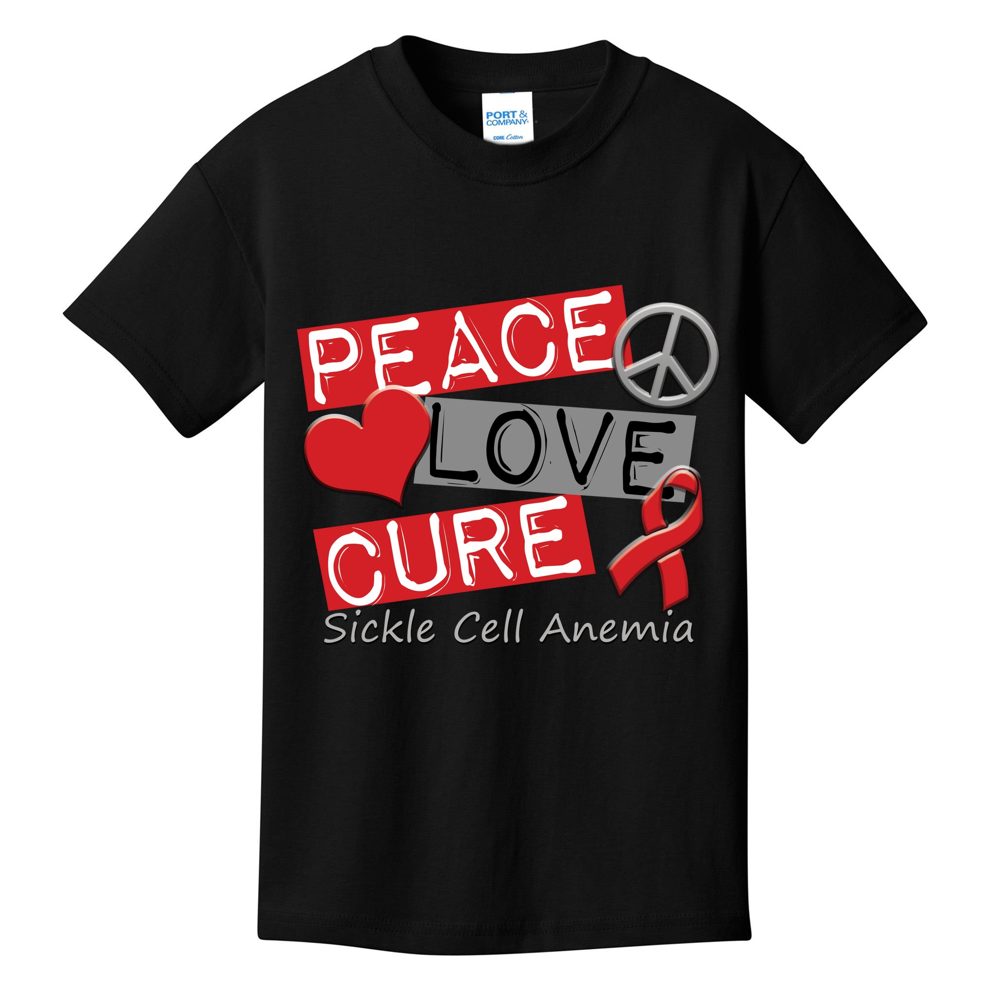 Peace Love Cure Sickle Cell Anemia Kids T-Shirt