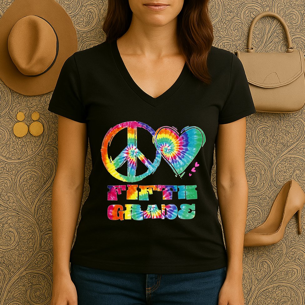 Peace Love Fifth Grade Women's V-Neck T-Shirt