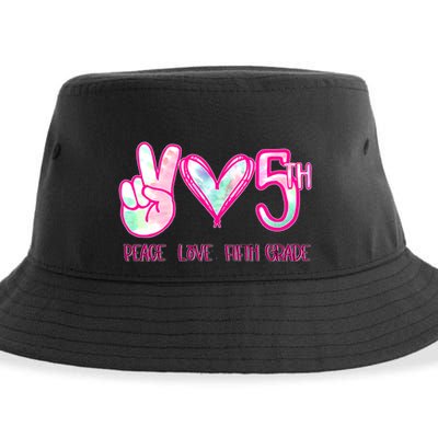 Peace Love Fifth-Grade Funny Cute Sustainable Bucket Hat