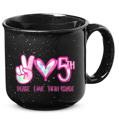 Peace Love Fifth-Grade Funny Cute 15oz Campfire Ceramic Mug