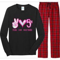 Peace Love Fifth-Grade Funny Cute Long Sleeve Pajama Set