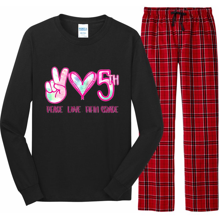 Peace Love Fifth-Grade Funny Cute Long Sleeve Pajama Set