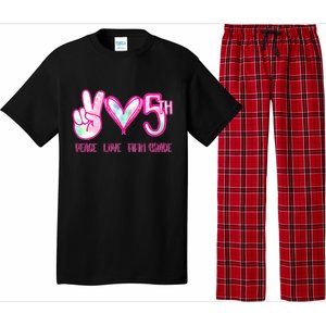 Peace Love Fifth-Grade Funny Cute Pajama Set