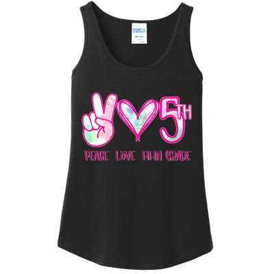 Peace Love Fifth-Grade Funny Cute Ladies Essential Tank