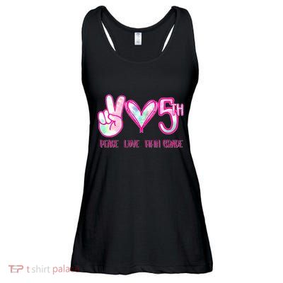 Peace Love Fifth-Grade Funny Cute Ladies Essential Flowy Tank