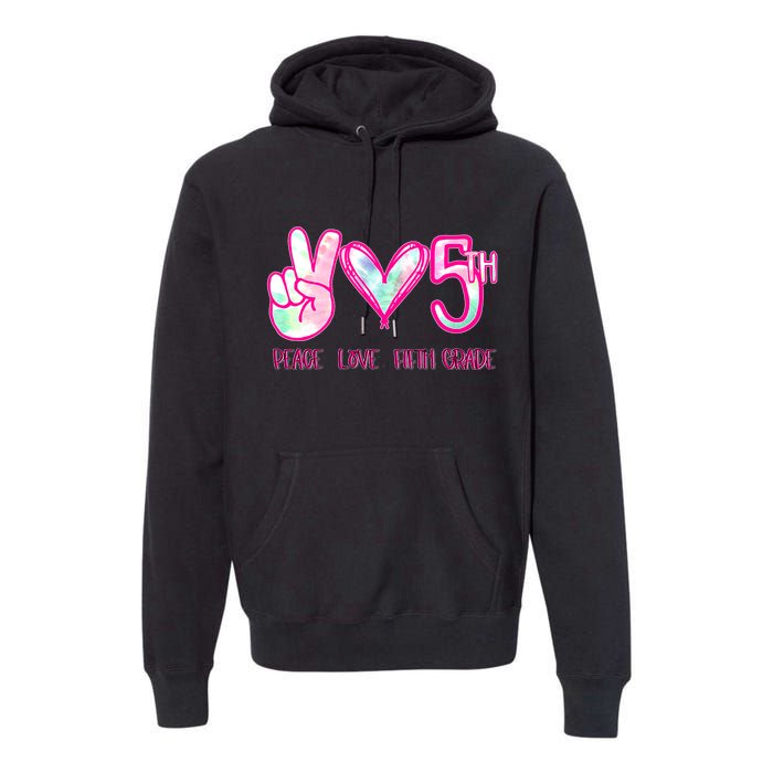 Peace Love Fifth-Grade Funny Cute Premium Hoodie