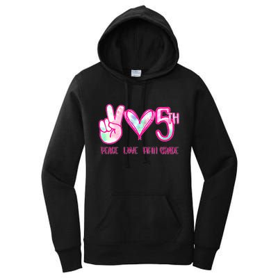 Peace Love Fifth-Grade Funny Cute Women's Pullover Hoodie