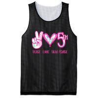 Peace Love Fifth-Grade Funny Cute Mesh Reversible Basketball Jersey Tank