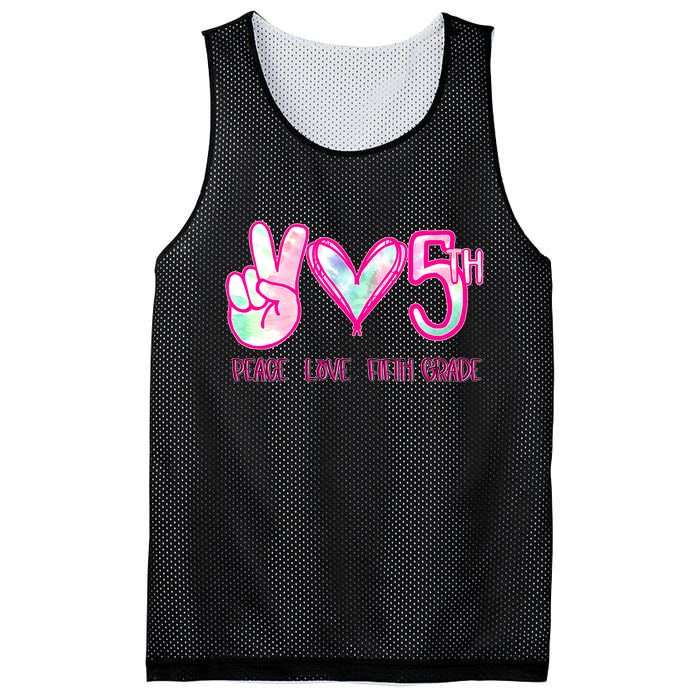 Peace Love Fifth-Grade Funny Cute Mesh Reversible Basketball Jersey Tank