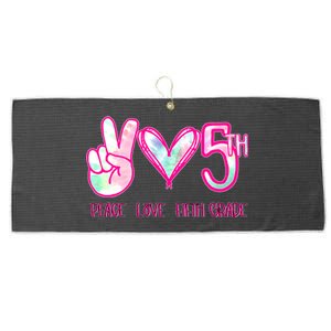 Peace Love Fifth-Grade Funny Cute Large Microfiber Waffle Golf Towel