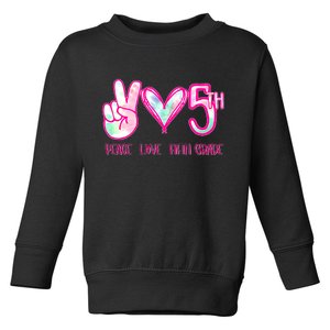 Peace Love Fifth-Grade Funny Cute Toddler Sweatshirt