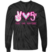 Peace Love Fifth-Grade Funny Cute Tie-Dye Long Sleeve Shirt