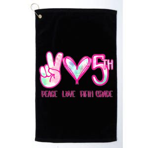 Peace Love Fifth-Grade Funny Cute Platinum Collection Golf Towel