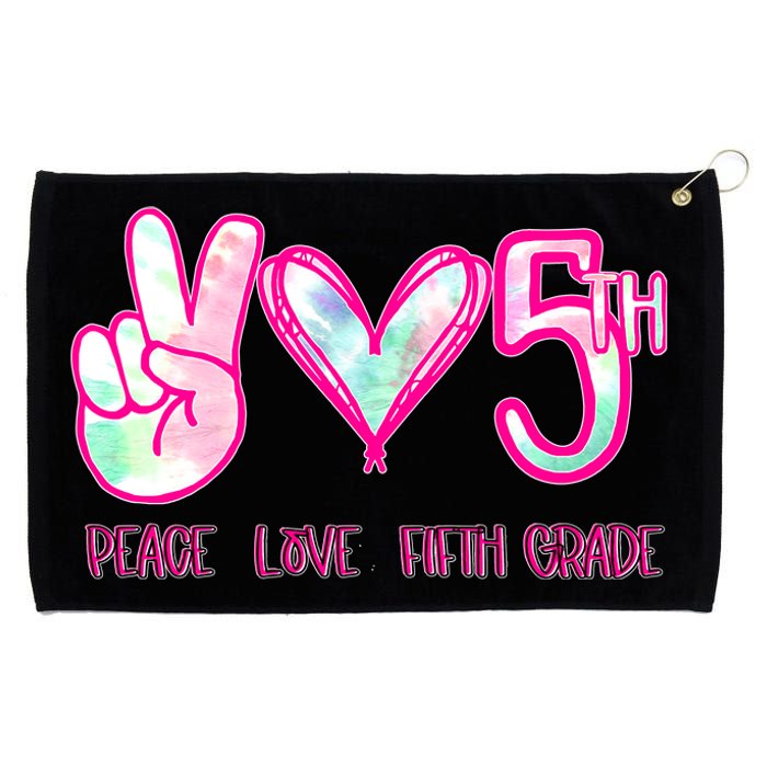 Peace Love Fifth-Grade Funny Cute Grommeted Golf Towel