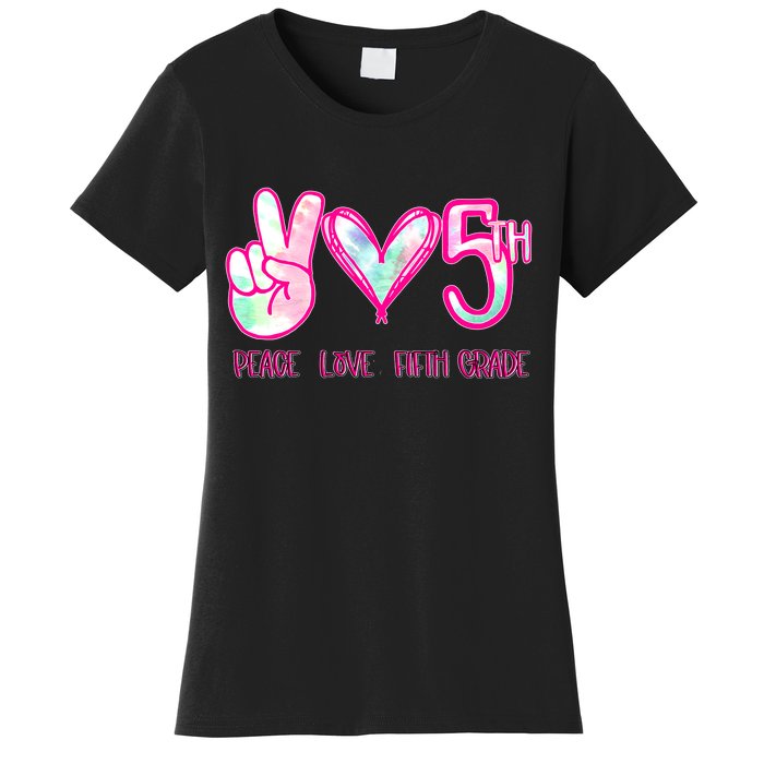 Peace Love Fifth-Grade Funny Cute Women's T-Shirt