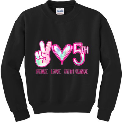 Peace Love Fifth-Grade Funny Cute Kids Sweatshirt