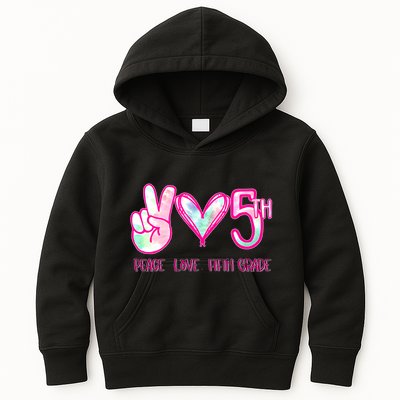 Peace Love Fifth-Grade Funny Cute Kids Hoodie