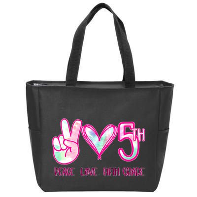 Peace Love Fifth-Grade Funny Cute Zip Tote Bag