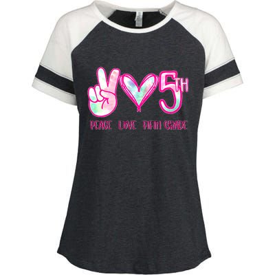 Peace Love Fifth-Grade Funny Cute Enza Ladies Jersey Colorblock Tee