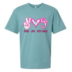 Peace Love Fifth-Grade Funny Cute Sueded Cloud Jersey T-Shirt