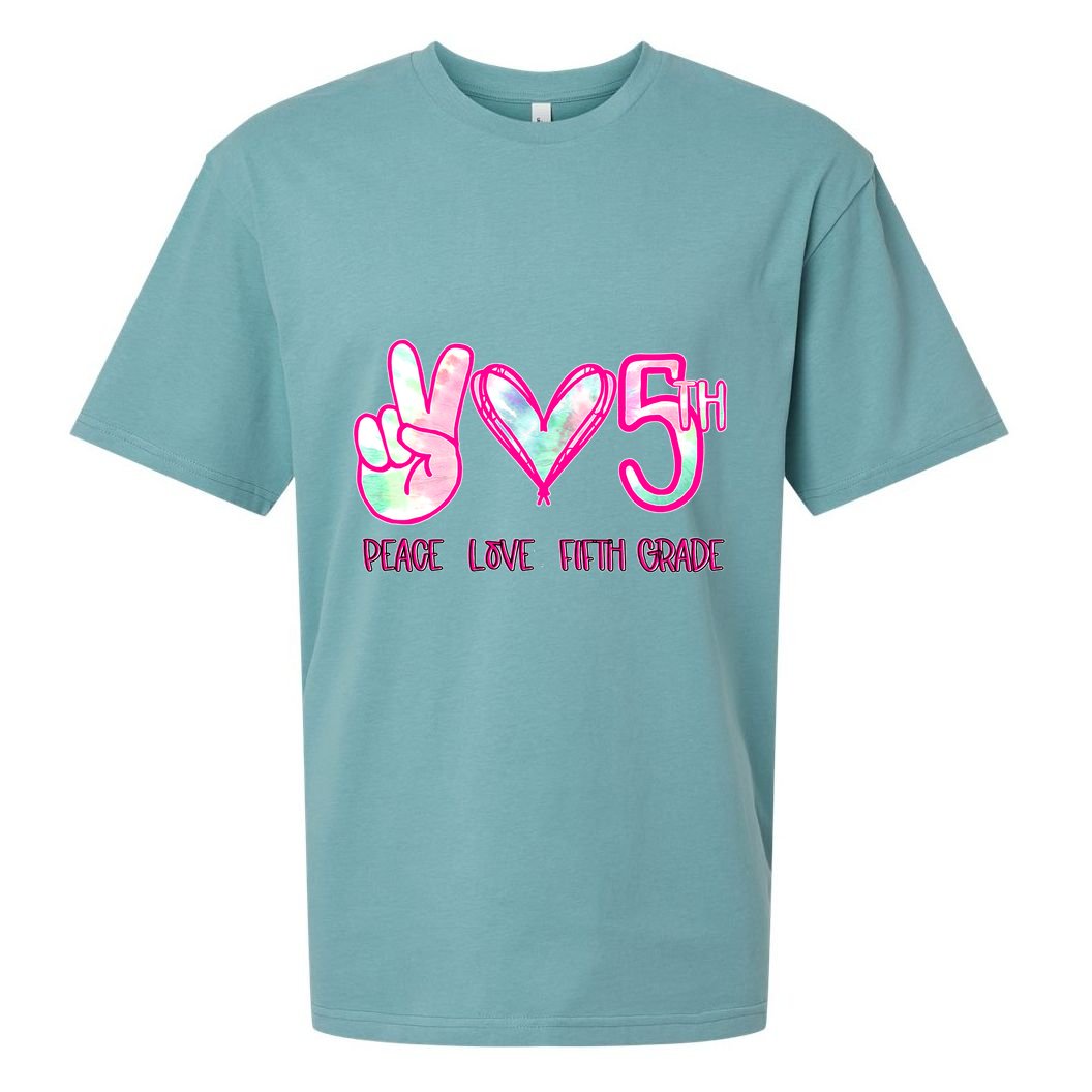 Peace Love Fifth-Grade Funny Cute Sueded Cloud Jersey T-Shirt