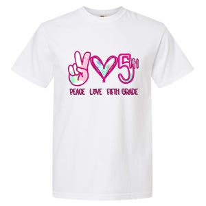 Peace Love Fifth-Grade Funny Cute Garment-Dyed Heavyweight T-Shirt