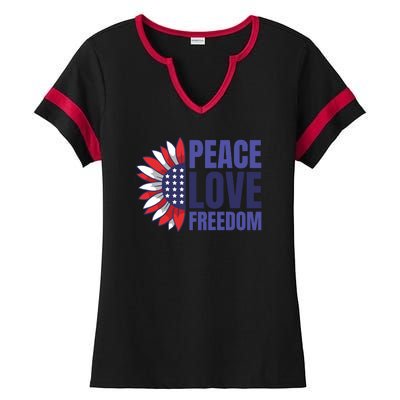 Peace Love Freedom Ladies Halftime Notch Neck Tee