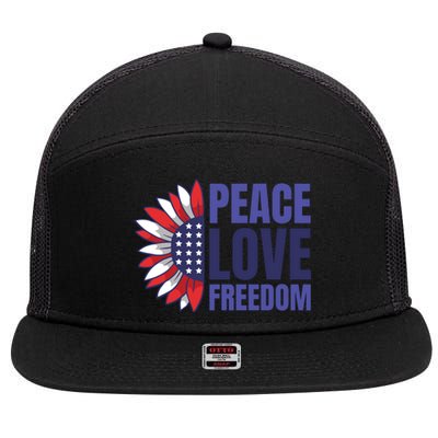 Peace Love Freedom 7 Panel Mesh Trucker Snapback Hat