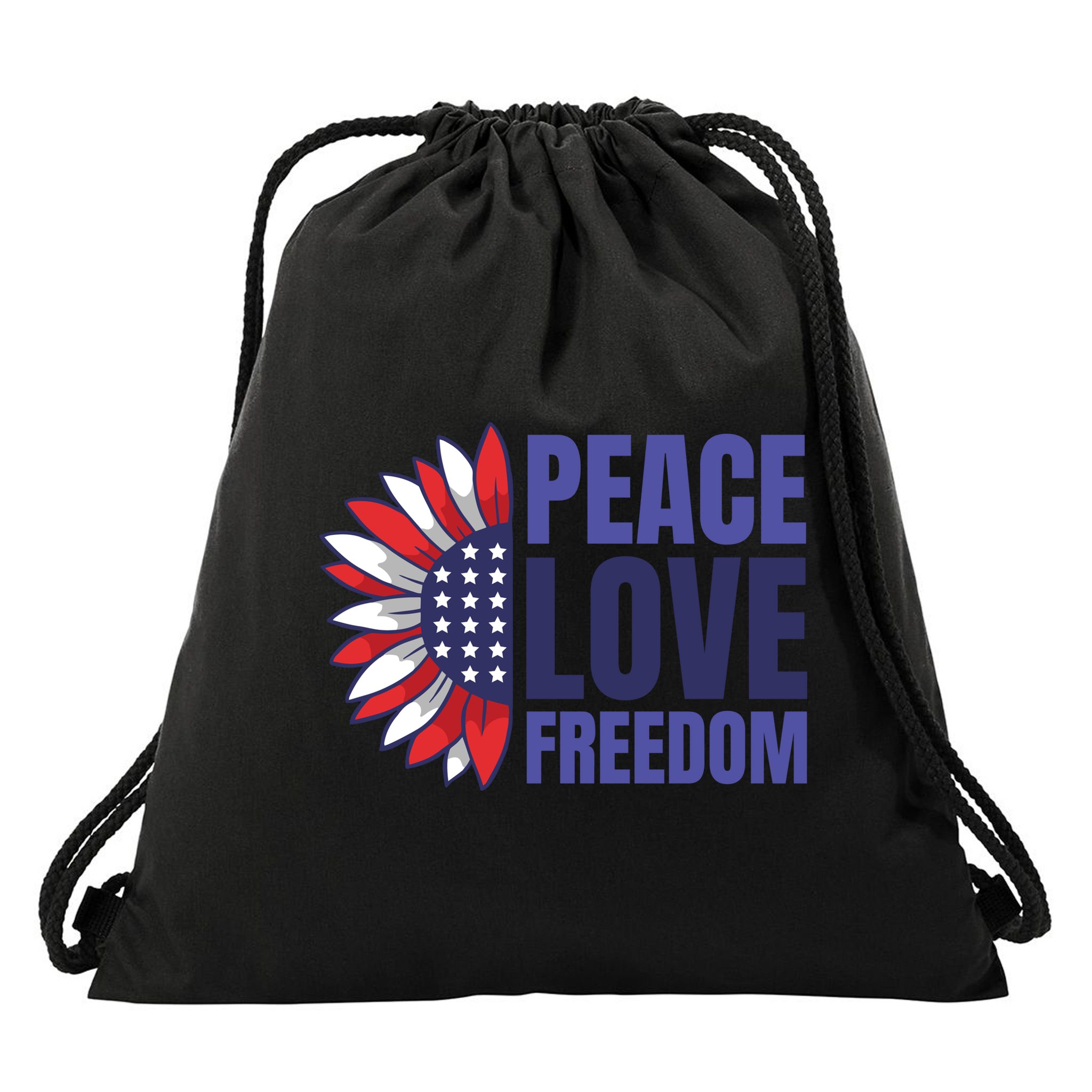 Peace Love Freedom Drawstring Bag