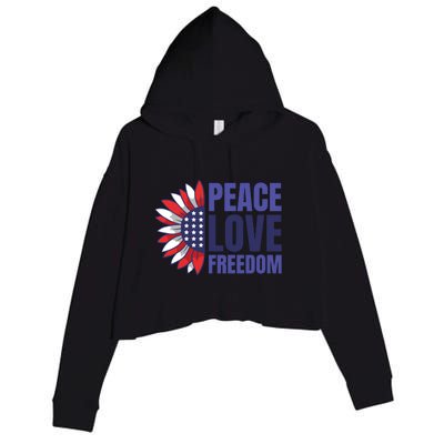 Peace Love Freedom Crop Fleece Hoodie