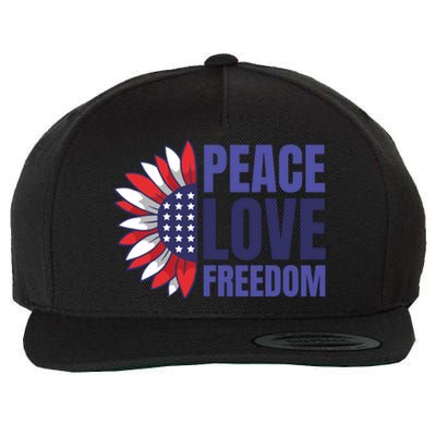 Peace Love Freedom Wool Snapback Cap