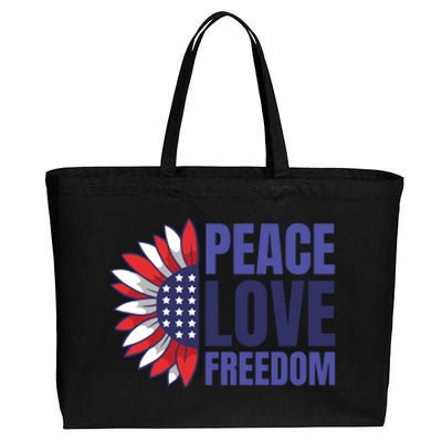 Peace Love Freedom Cotton Canvas Jumbo Tote