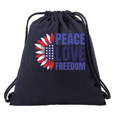 Peace Love Freedom Drawstring Bag