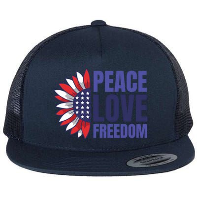 Peace Love Freedom Flat Bill Trucker Hat