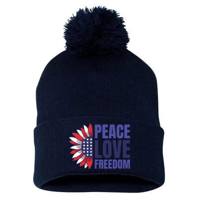 Peace Love Freedom Pom Pom 12in Knit Beanie