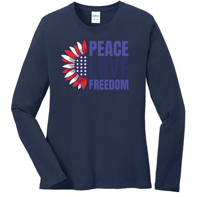 Peace Love Freedom Ladies Long Sleeve Shirt