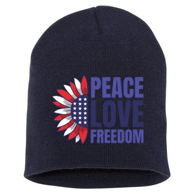 Peace Love Freedom Short Acrylic Beanie