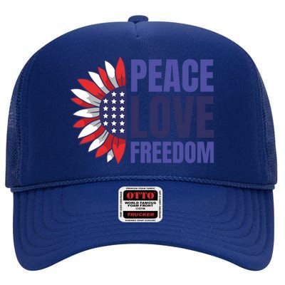 Peace Love Freedom High Crown Mesh Back Trucker Hat