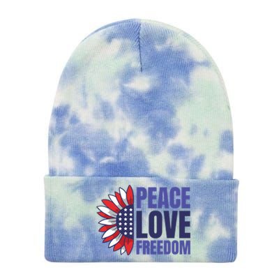 Peace Love Freedom Tie Dye 12in Knit Beanie