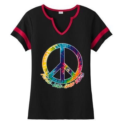 Peace Love Good Vibes Ladies Halftime Notch Neck Tee