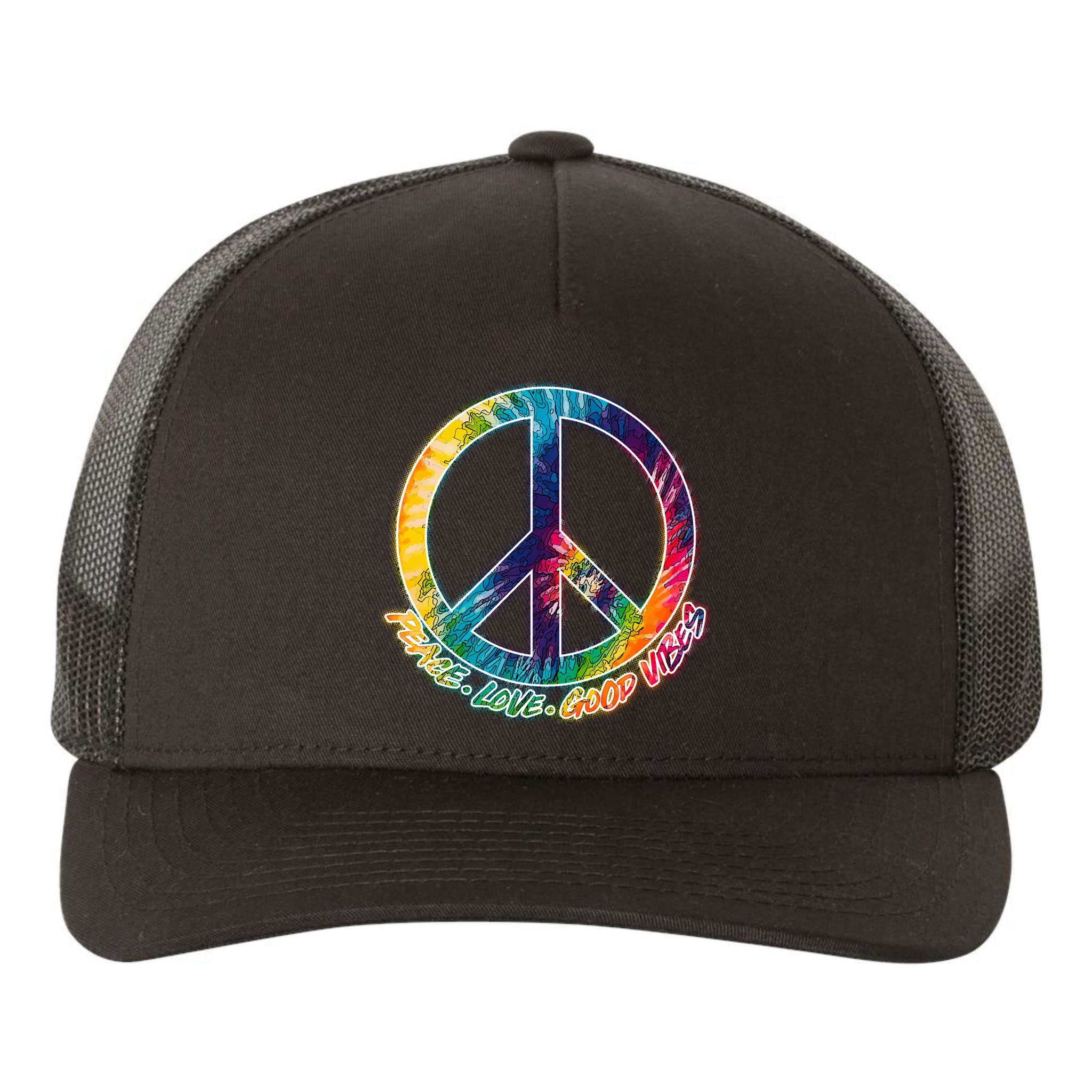 Peace Love Good Vibes Yupoong Adult 5-Panel Trucker Hat