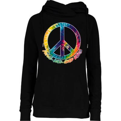 Peace Love Good Vibes Womens Funnel Neck Pullover Hood