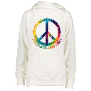 Peace Love Good Vibes Womens Funnel Neck Pullover Hood