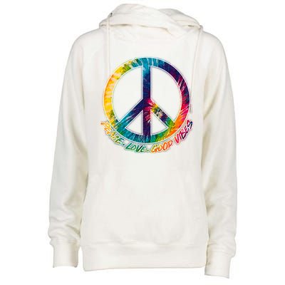 Peace Love Good Vibes Womens Funnel Neck Pullover Hood