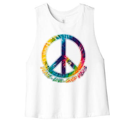 Peace Love Good Vibes Women's Racerback Cropped Tank