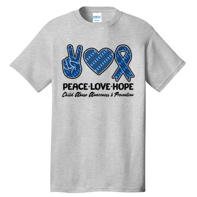 Peace Love Hope Child Abuse Awareness and Prevention Tall T-Shirt