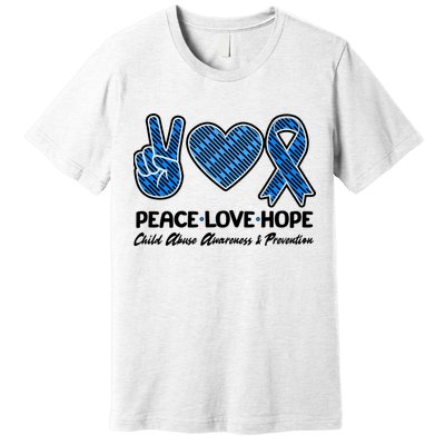 Peace Love Hope Child Abuse Awareness and Prevention Premium T-Shirt