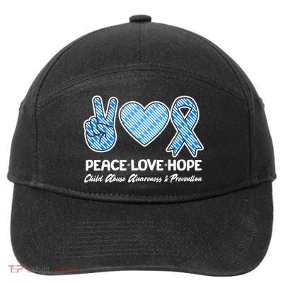 Peace Love Hope Child Abuse Awareness and Prevention 7-Panel Snapback Hat