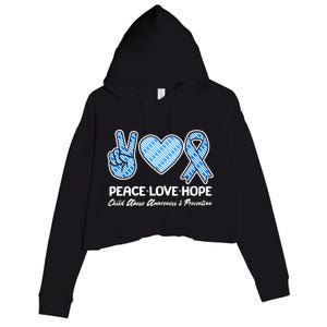 Peace Love Hope Child Abuse Awareness and Prevention Crop Fleece Hoodie