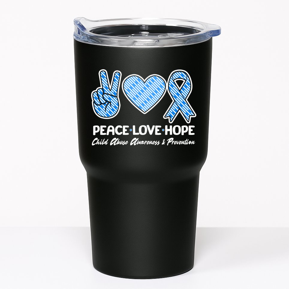 Peace Love Hope Child Abuse Awareness and Prevention Tumbler
